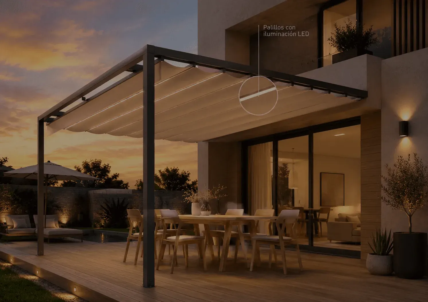 Pérgola de palillería instalada por BeIn en Tarragona